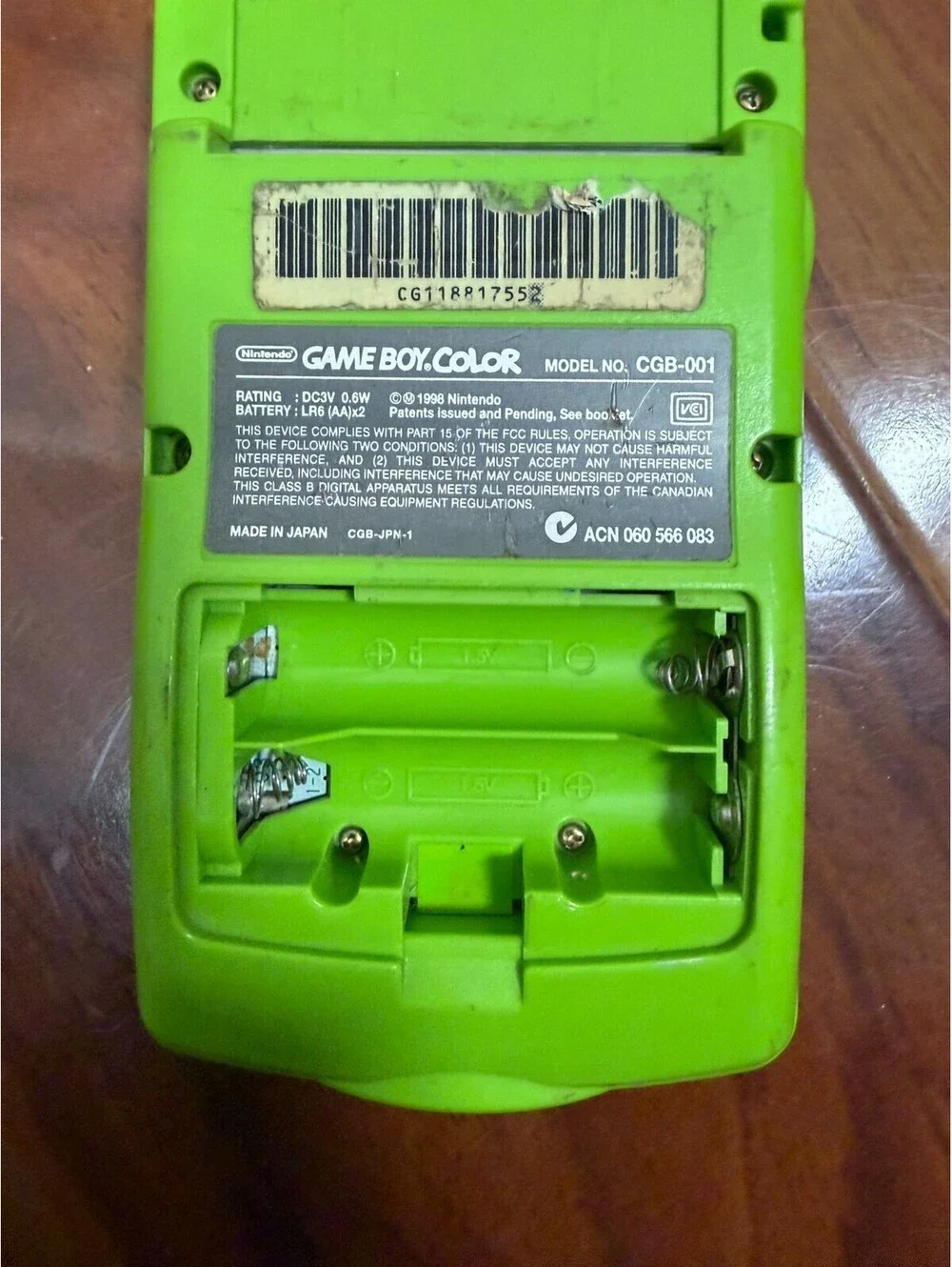 Nintendo Game Boy Color Kiwi Lime Green Handheld Console System Tested No Sound
